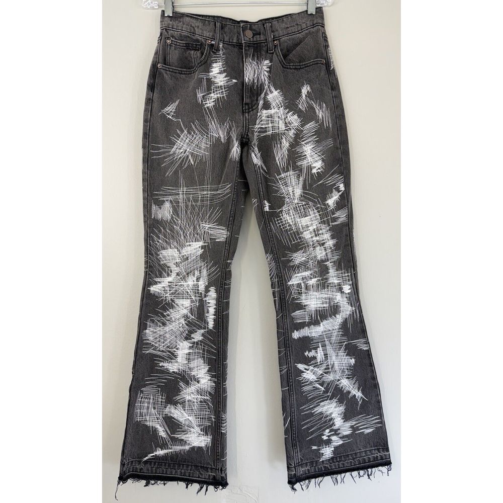 BDG 90's Bootcut Jeans Woman's 26 Embroidered Contrast Stitch‎ Faded Black